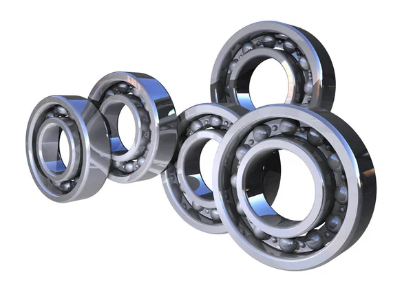 Shiny 3d ball bearings rolling — Stock Photo, Image