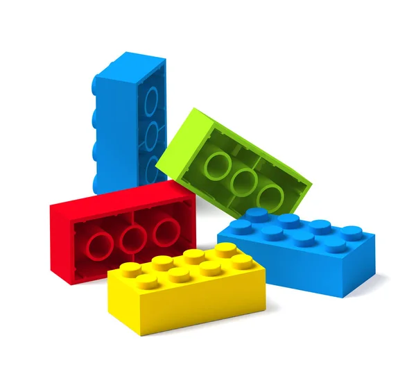 Colorful building toy blocks 3D — Stock Photo, Image