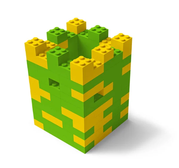Игрушечные строительные блоки башни замка 3D — стоковое фото