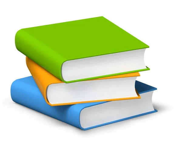 Three books on a pile 3D — Stock Photo, Image