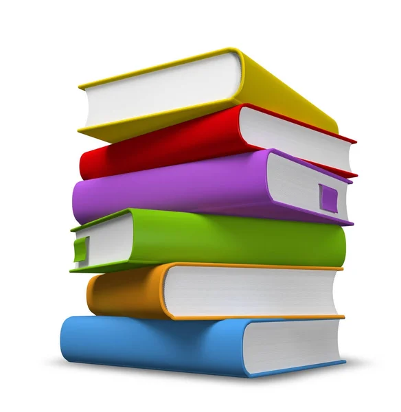 Colorful hardcover books on a pile 3D — Stock Photo, Image