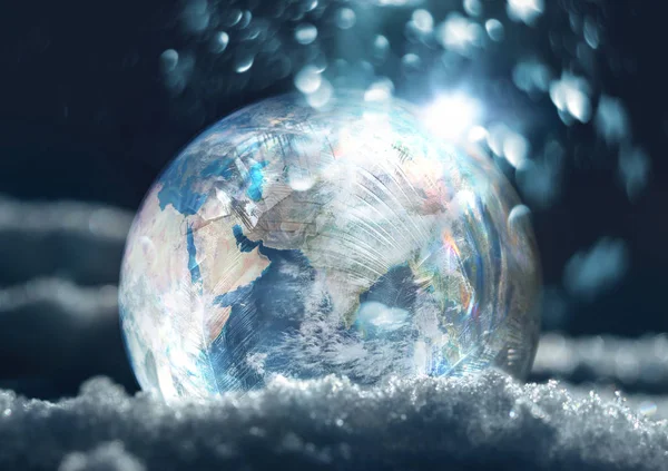 Frozen planet Earth climate change concept — Stock Photo, Image