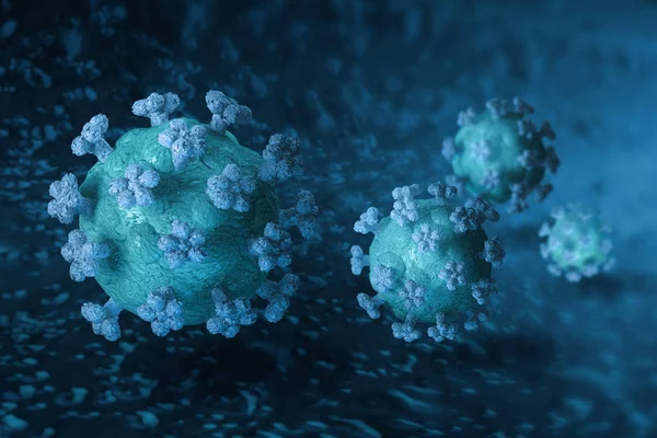 Corona virüsleri bir organizmanın içinde 3D — Stok fotoğraf