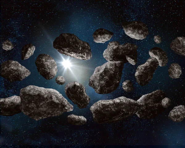 All Interno Della Fascia Asteroidi Nello Spazio Profondo Sullo Sfondo — Foto Stock