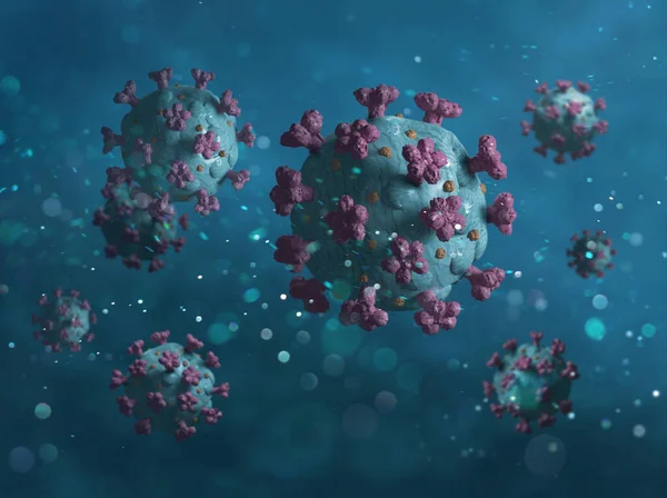 Hava Spreyi Soluyan Corona Virüsleri Küresel Salgın Hastalık Boyutlu Konsept — Stok fotoğraf