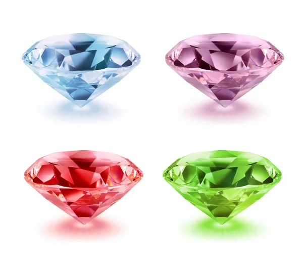 Variaciones Color Diamante Sobre Fondo Blanco Sombras Suaves Aisladas — Foto de Stock