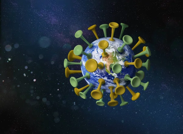 Gevaarlijke Corona Virus Planeet Aarde Globaal Pandemie Concept Aardobservatie Door — Stockfoto