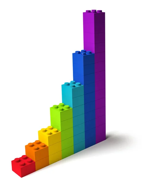 Blocos Construção Cores Arco Íris Diagrama Crescimento Exponencial Isolado Fundo — Fotografia de Stock