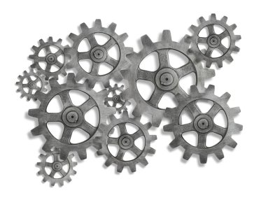 Gölge beyaz zemin üzerine gümüş Cog