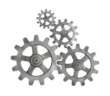 Siyah arka plan üzerine gümüş Cog 