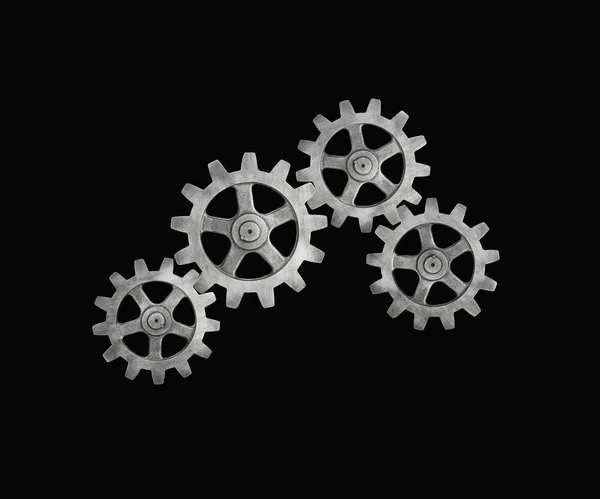 Silver Cog on Black Background — Stock Photo, Image