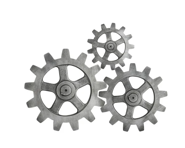 Silver Cog em fundo preto — Fotografia de Stock