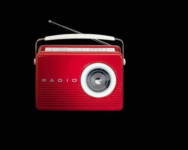 Rød retro vintage radio med hvid handel - Stock-foto