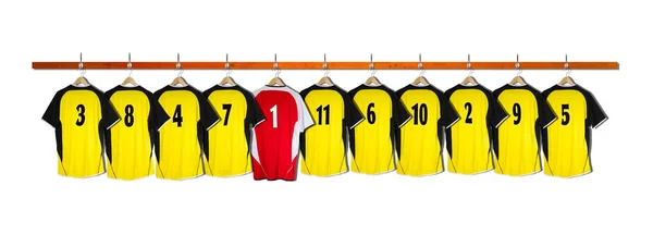 Žlutá a černá Trička fotbal — Stock fotografie