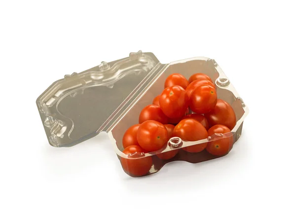 Organik domates Erik kiraz kap içinde — Stok fotoğraf