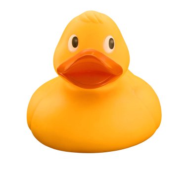 beyaz zemin üzerinde izole lastik ördek 