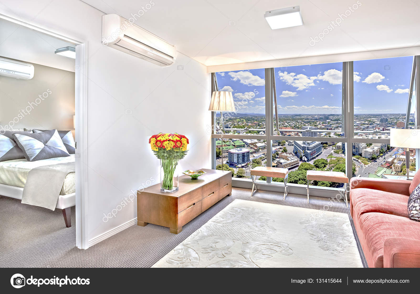 Luxurious Living Room With Big And Fancy Sofas Near City