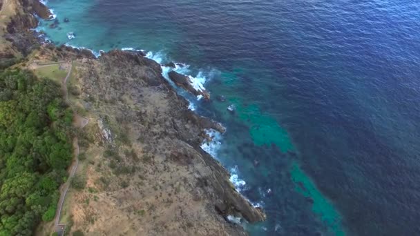 Φάρος Byron Bay Αυστραλία Αεροφωτογραφία — Αρχείο Βίντεο