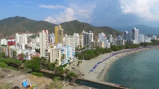 South America Salguero Beach Santa Marta Colombia Aerial Drone View — Stock Video