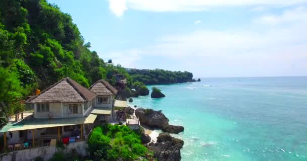 Voando Sobre Oceano Índico Direção Horizonte Uluwatu Ilha Bali Indonésia — Vídeo de Stock