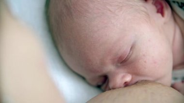 Anne yeni doğmuş bebeğini emziriyor.