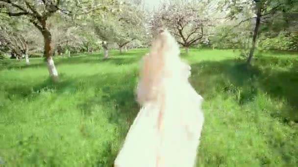 Noiva em flor Apple Garden Run — Vídeo de Stock