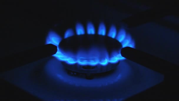 Gas-kookplaat branden — Stockvideo