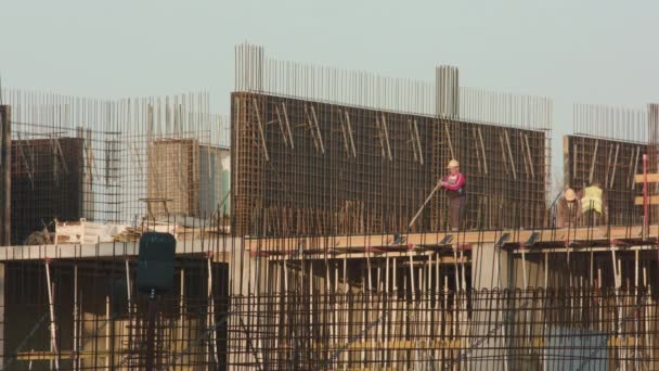 Constuction Site Workers at Work — Stock Video