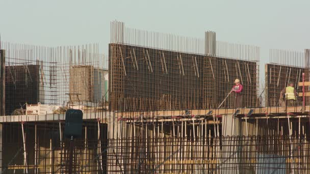 Constuction Site Workers at Work — Stock Video