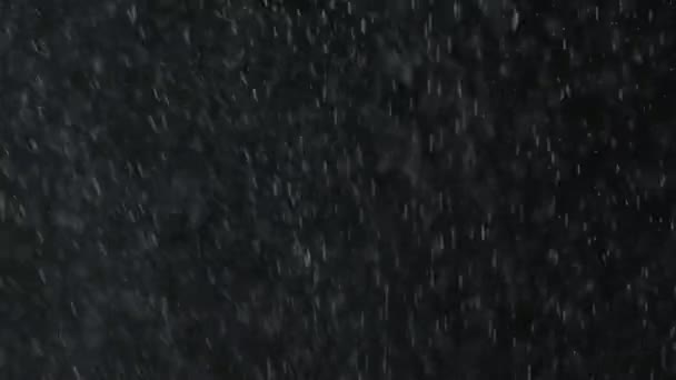 Eső vagy hó, a fekete háttér. — Stock videók