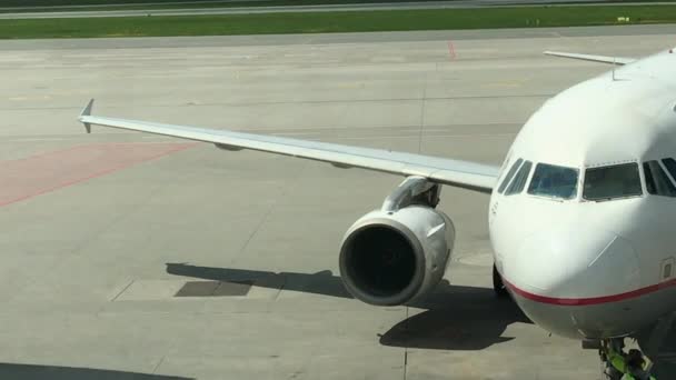 Düsenflugzeug auf dem Flughafen — Stockvideo