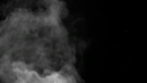 Vapor de agua blanca sobre fondo negro — Vídeos de Stock