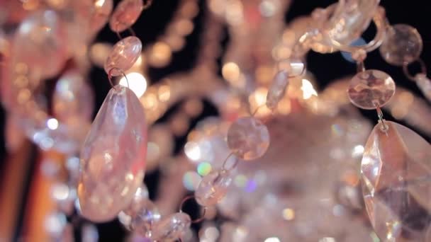 Close-up Glass, Chandelier elements — Stock Video