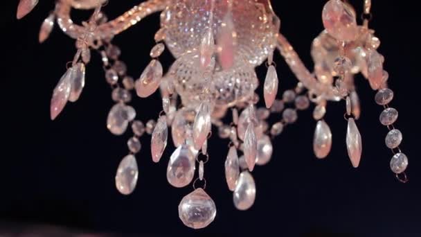 Close-up Glass, Chandelier Elements From Bottom — Stock Video