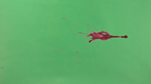 Red Ink Splatter Over Green Screen Background — Stock Video