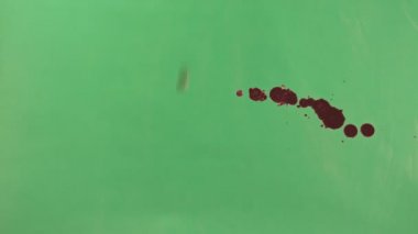 Kırmızı mürekkep sıçramak yeşil ekran arka planı üzerinde