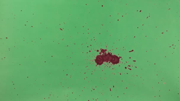 Éclaboussure d'encre rouge sur fond d'écran vert — Video