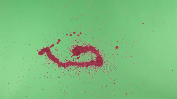 Red Ink Splatter Over Green Screen Background — Stock Video