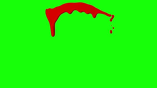 Red Ink Dripping Over Green Screen Background — Stock Video