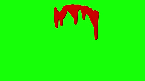 Red Ink Dripping Over Green Screen Background — Stock Video
