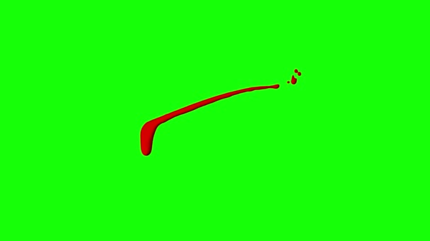 Rote Tinte tropft über grünen Bildschirmhintergrund — Stockvideo
