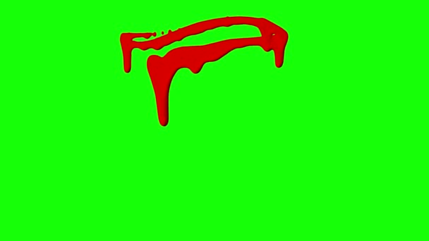 Tinta roja goteando sobre fondo de pantalla verde — Vídeo de stock