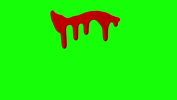 Red Ink Dripping Over Green Screen Background — Stock Video