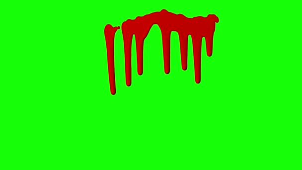 Red Ink Dripping Over Green Screen Background — Stock Video