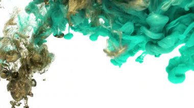 Turkuaz ve altın mürekkep su