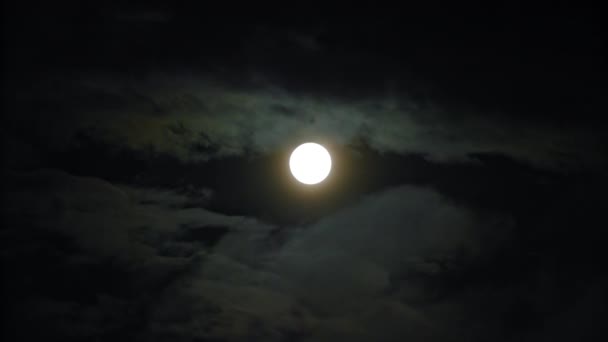 Νέα Σελήνη και τα σύννεφα στον ουρανό Pitchblack — Αρχείο Βίντεο