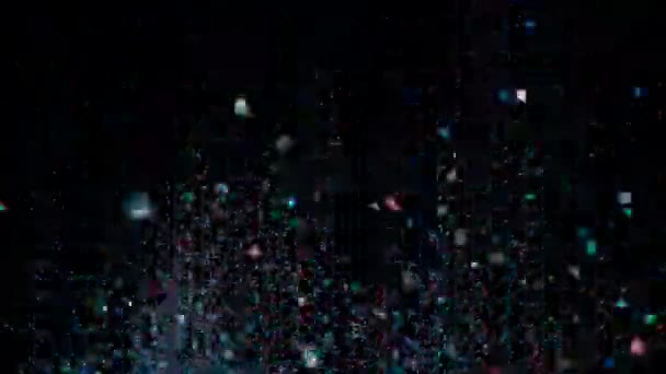 Realistische Glitter exploderen op zwarte achtergrond. — Stockvideo