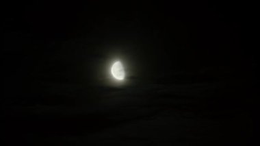 New Moon ve Pitchblack gökyüzünde bulutlar