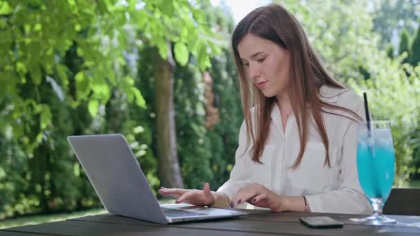 Business Lady met behulp van een Laptop — Stockvideo