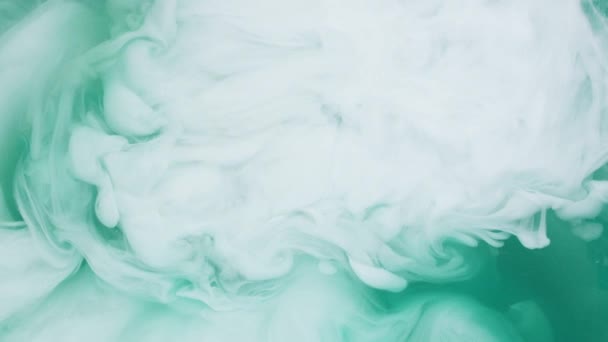 Turquoise en witte inkt in Water — Stockvideo